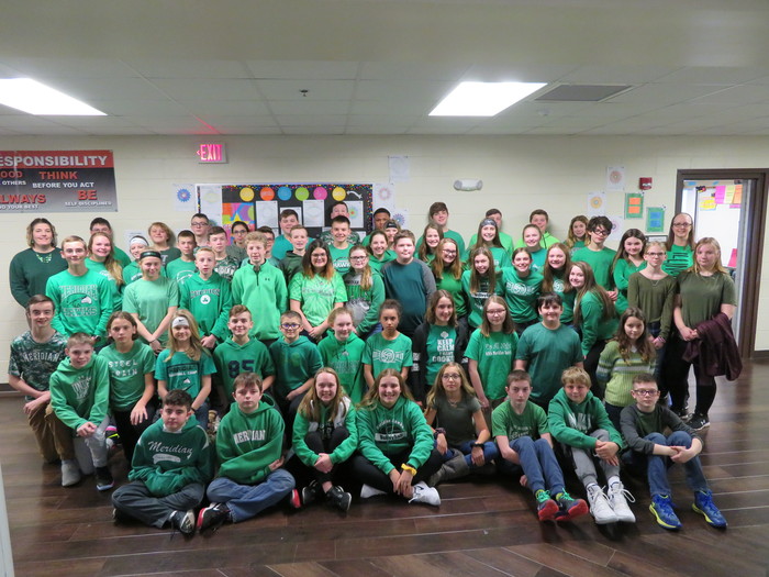 7th and 8th Grade Wear Green for Mrs. Knuffman